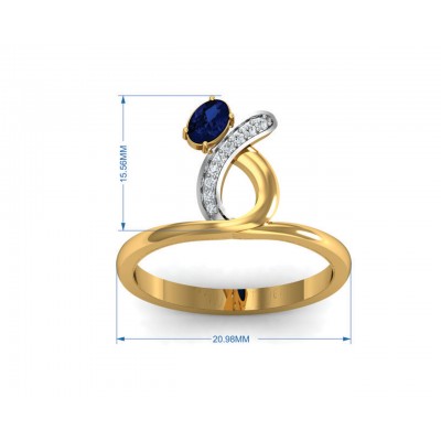 Rami Blue Sapphire & Diamond Ring in Gold